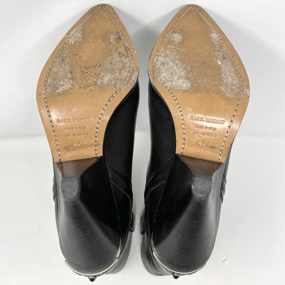 Isabel Marant Lamsy Leather Western Ankle Boots Black Size 40 - Picture 9 of 12